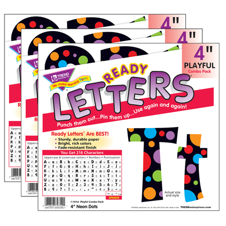 TREND ENTERPRISES Neon Dots 4in Playful Combo Ready Letters®, PK648 T79754